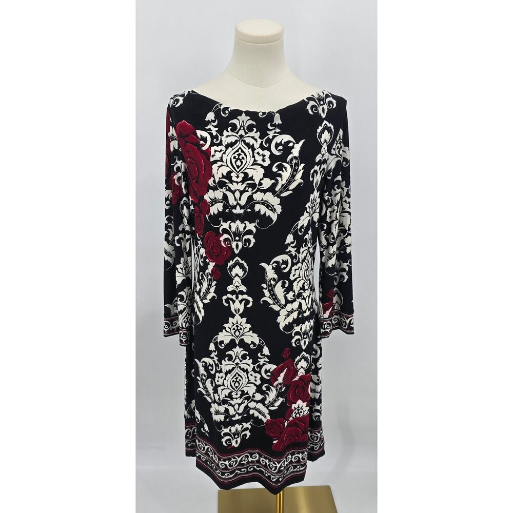 White House Black Market y2k Romantic Goth Damask Floral Sheath Dress